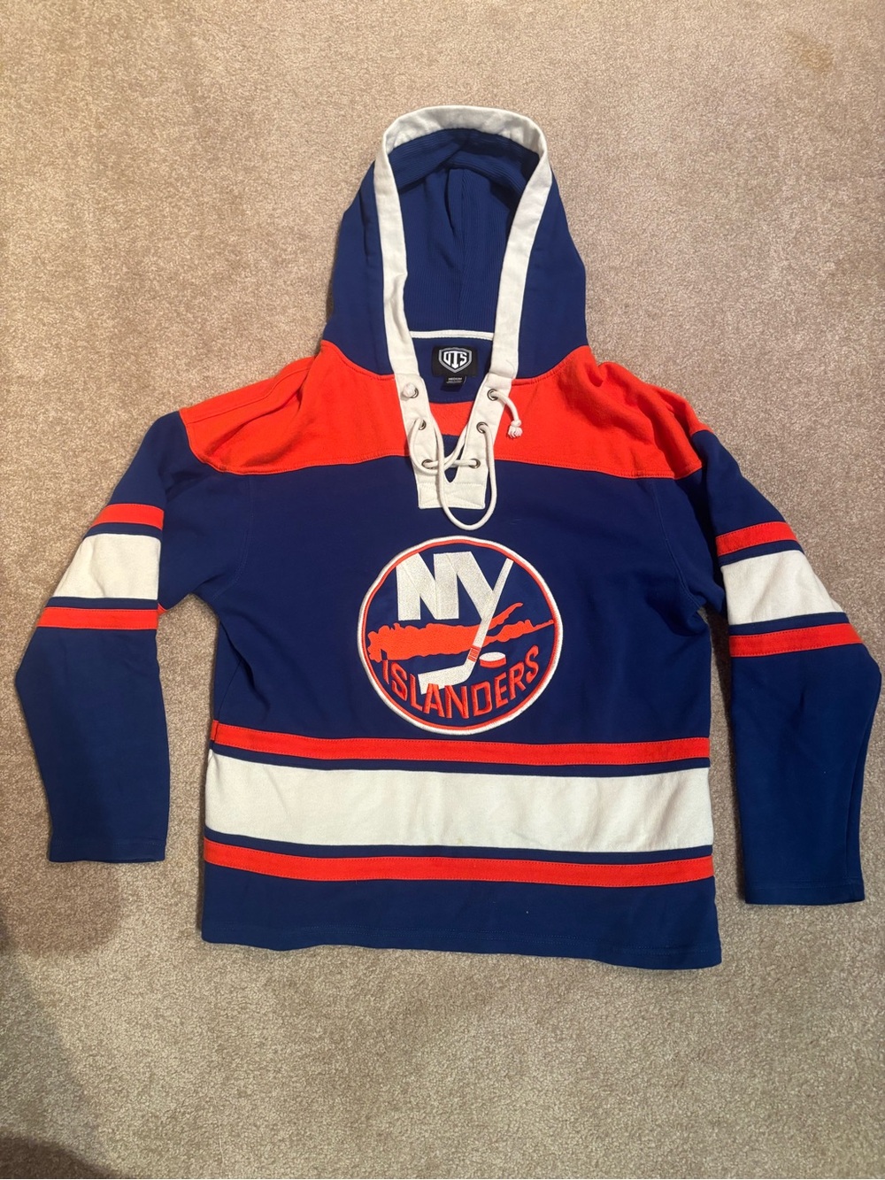 NY Islanders Old Time Hockey Lacer Hoodie Men's Medium Blue Jersey Sweatshirt